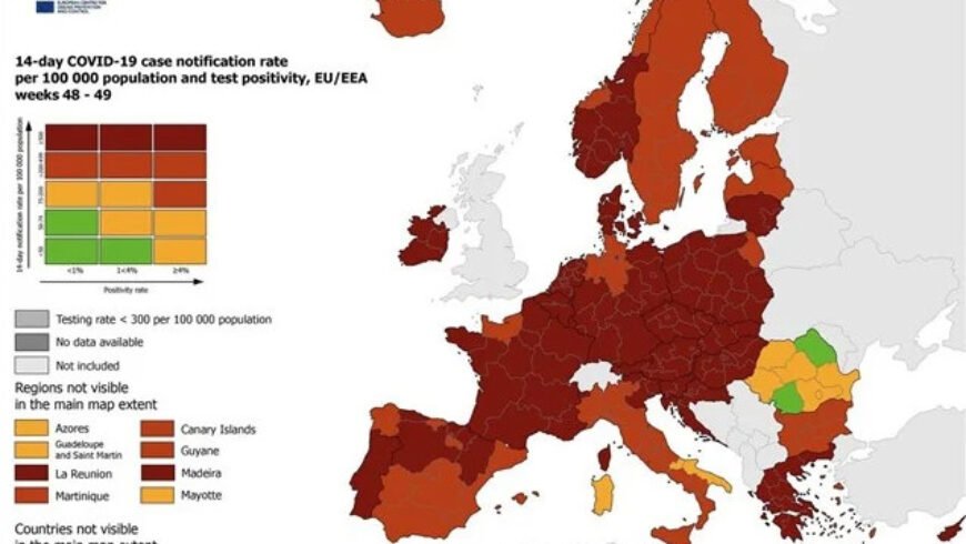 Κοροναϊός – Στο «βαθύ κόκκινο» ολόκληρη η Ελλάδα – Δείτε τον χάρτη του ECDC