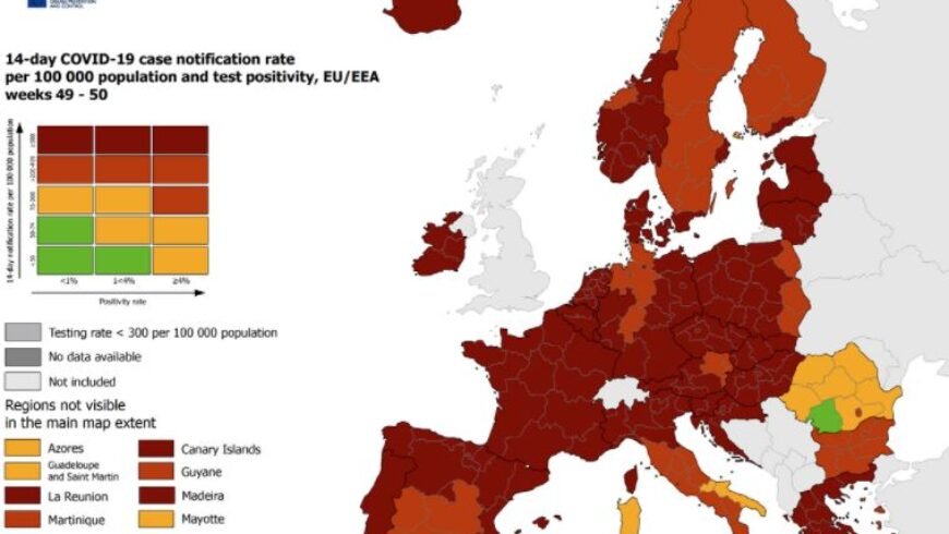 ECDC – Στο «βαθύ κόκκινο» ολόκληρη η Ελλάδα