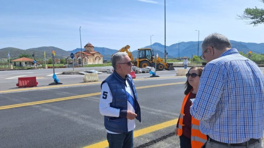 Εργασίες κατασκευής κυκλικού κόμβου στην Ε.Ο Τρίπολης-Πύργου Θέση Πλάτσα
