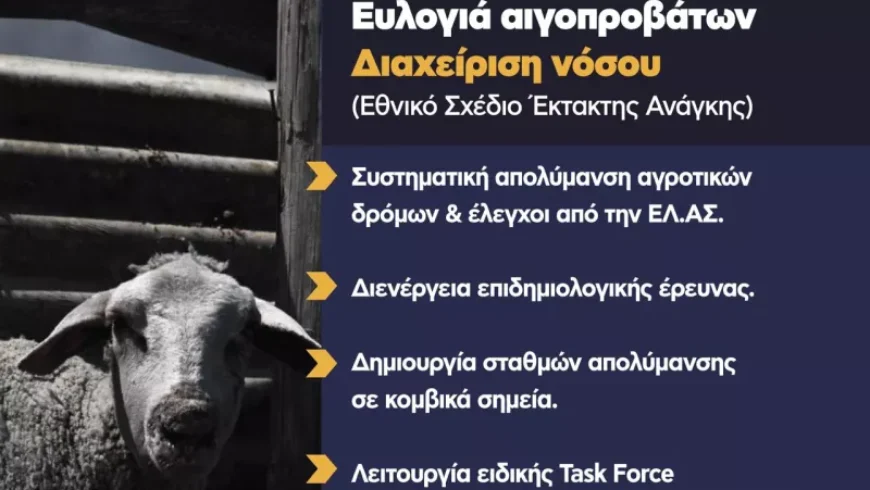 Ευλογιά αιγοπροβάτων | Σε Κατάσταση Ειδικής Κινητοποίησης Πολιτικής Προστασίας η Π.Ε. Αρκαδίας για την ενίσχυση των μέτρων πρόληψης και αντιμετώπισης